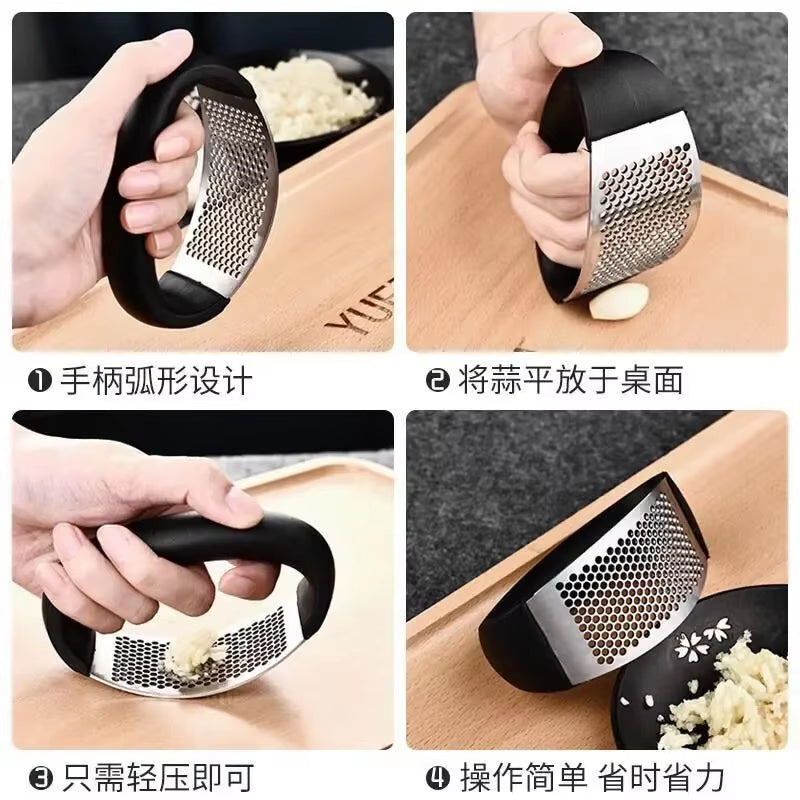 Garlic Press Rocker Stainless Steel Garlic Crusher Dishwasher Safe Rust Proof Garlic Mincer Tool for Kitchen Gadgets