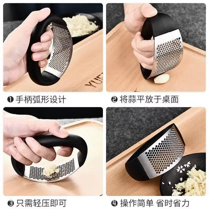 Garlic Press Rocker Stainless Steel Garlic Crusher Dishwasher Safe Rust Proof Garlic Mincer Tool for Kitchen Gadgets