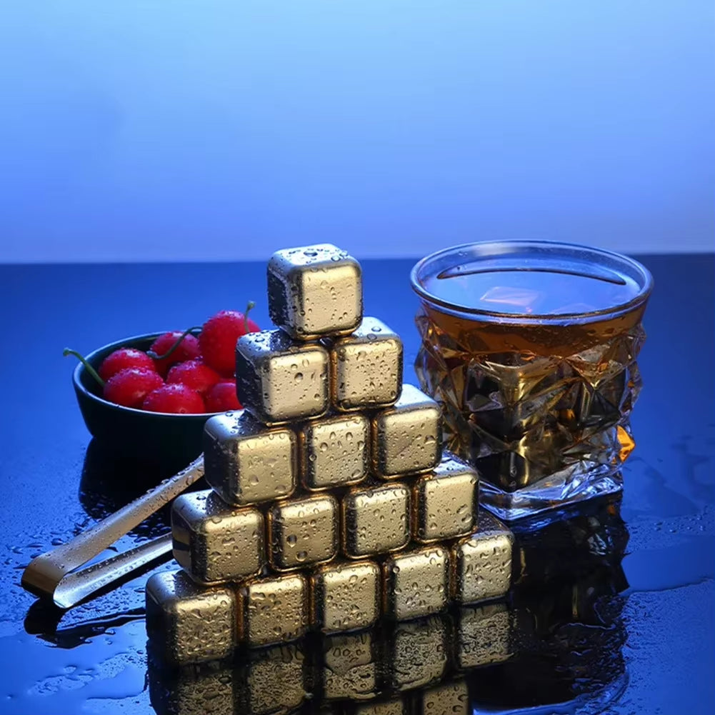 Stainless Steel Ice Block Reusable Chilling Stones for Whiskey Wine Drink Cooling Cube Chilling Rock Party Bar Tool