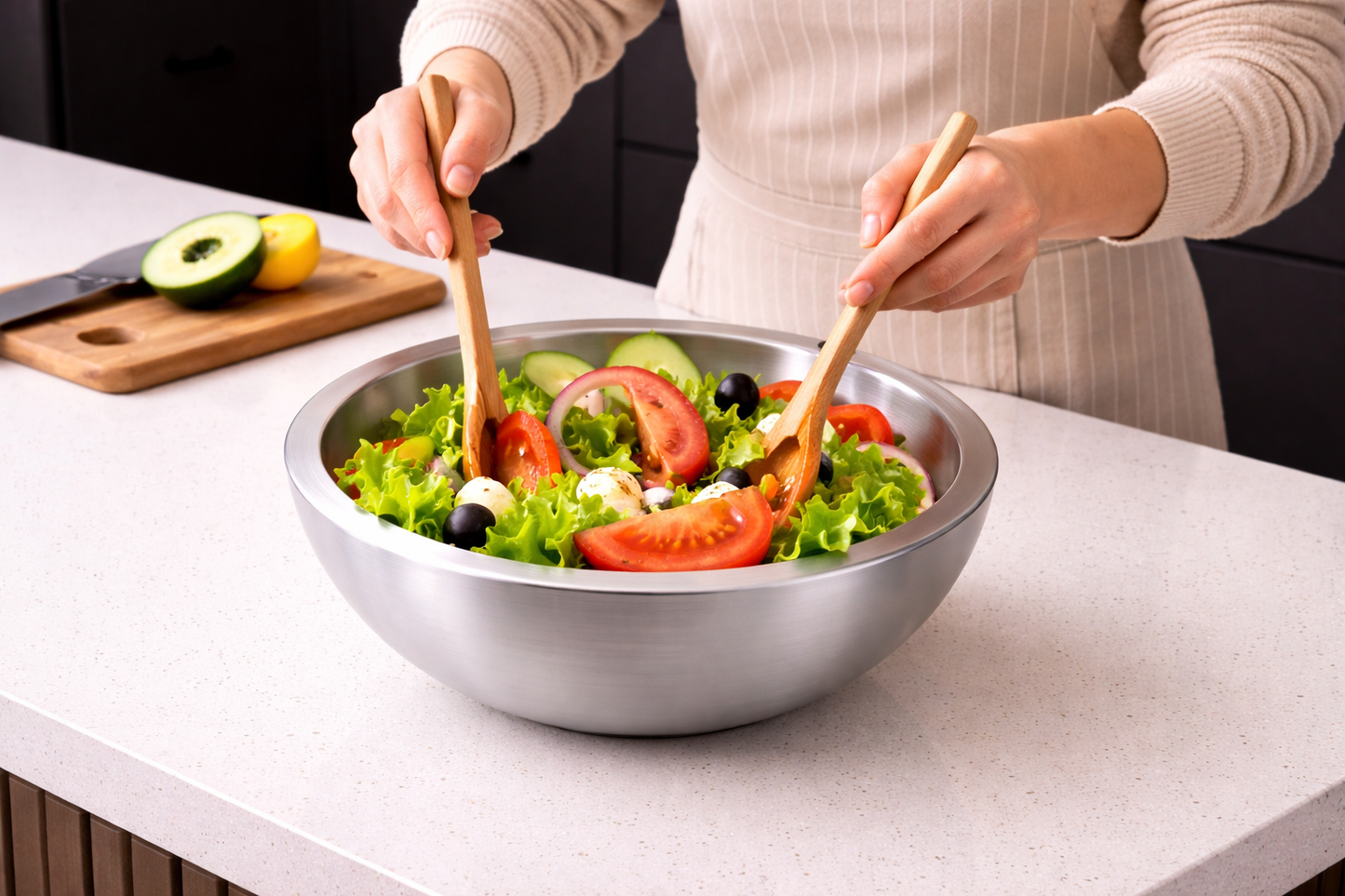 Premium Stainless Steel Salad Bowls - Perfect for Mixing, Serving, and Baking!