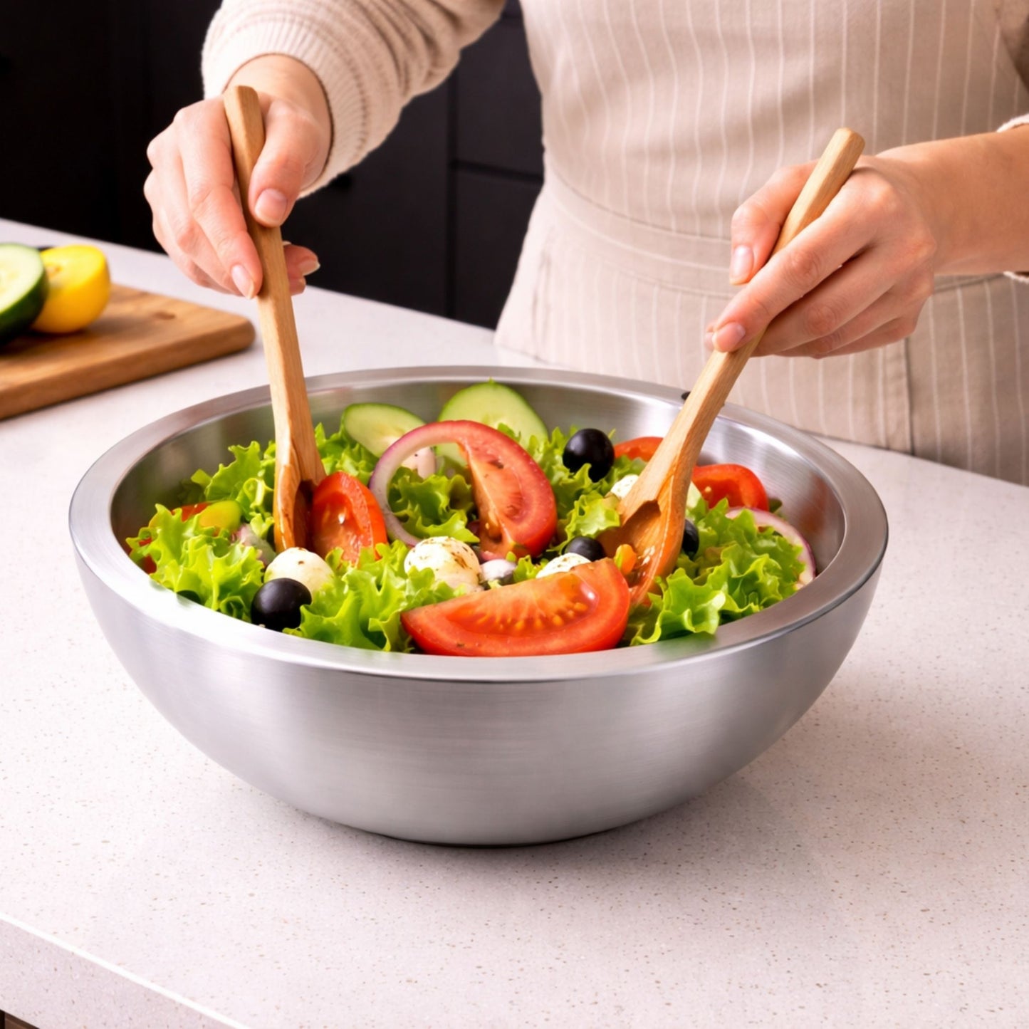 Premium Stainless Steel Salad Bowls - Perfect for Mixing, Serving, and Baking!