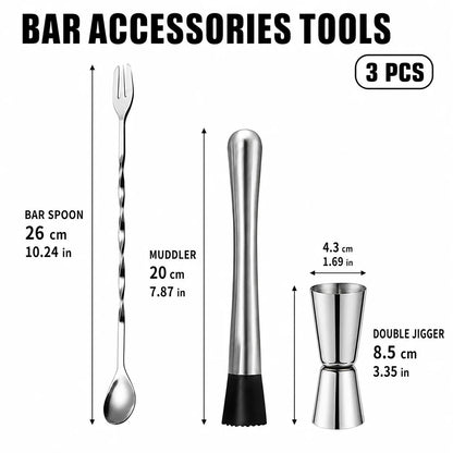Elevate Your Home Bar with Our 5-Piece Stainless Steel Cocktail Tool Set – Perfect for Mixologists and Entertainers!