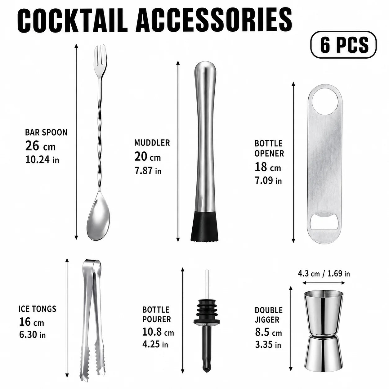 Elevate Your Home Bar with Our 5-Piece Stainless Steel Cocktail Tool Set – Perfect for Mixologists and Entertainers!