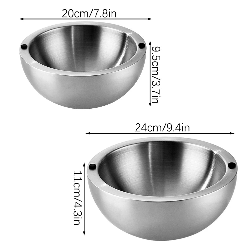 Elevate Your Dining Experience with Our 304 Thickened Stainless Steel Double Wall Insulated Salad Mixing Bowls - Perfect for Hot & Cold Serving!