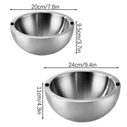 Elevate Your Dining Experience with Our 304 Thickened Stainless Steel Double Wall Insulated Salad Mixing Bowls - Perfect for Hot & Cold Serving!