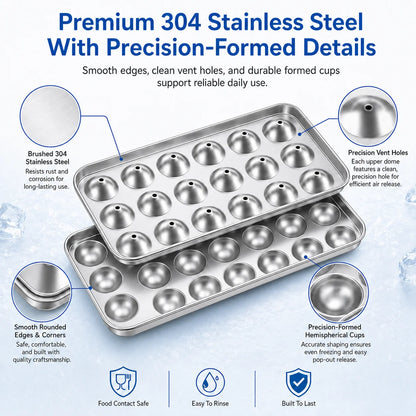 Experience Effortless Elegance with Our 304 Stainless Steel 18-Grid Ice Sphere Maker – Perfect for Whiskey and Cocktails!