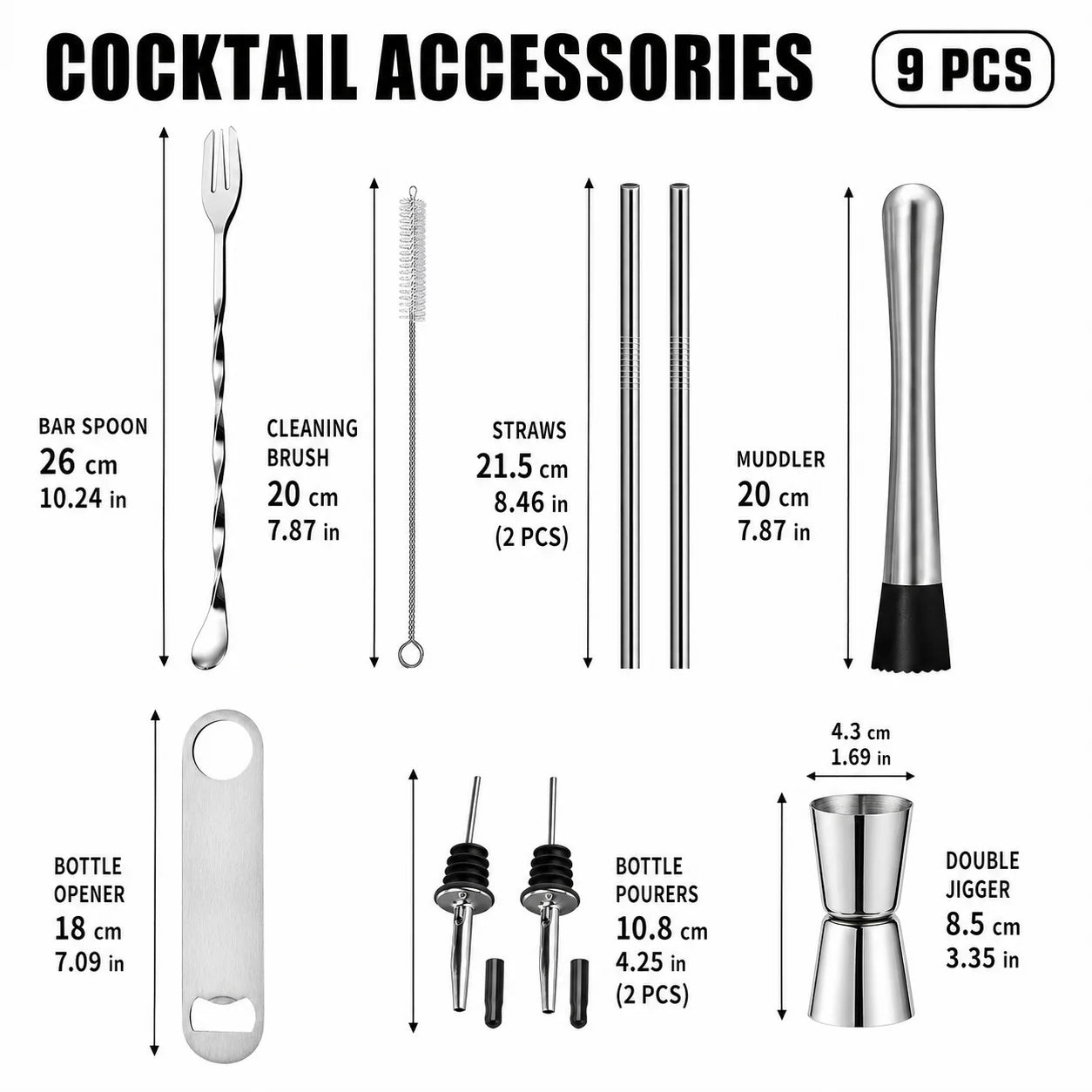 Elevate Your Home Bar with Our 5-Piece Stainless Steel Cocktail Tool Set – Perfect for Mixologists and Entertainers!