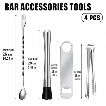 Elevate Your Home Bar with Our 5-Piece Stainless Steel Cocktail Tool Set – Perfect for Mixologists and Entertainers!