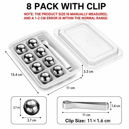 Soccer Whiskey Stones Stainless Steel Ice Cubes Reusable Metal Chilling Balls with Tongs Cool Gifts for Men Bar Accessories