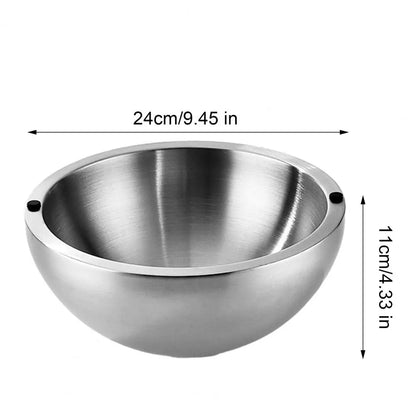 Premium 304 Stainless Steel Double Wall Insulated Salad Bowl with Non-Slip Base – Perfect for Hot and Cold Dishes!