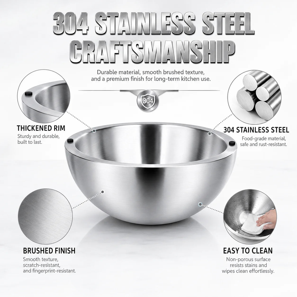 Elevate Your Dining Experience with Our 16/20/24Cm Double Walled Stainless Steel Dip Chiller Bowl - Perfect for Fruit Salads and Hot Dishes!